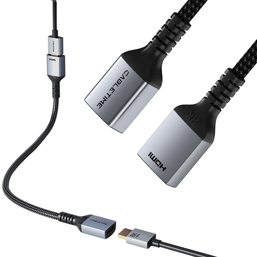 Cable Extensor HDMI 2.1 Hembra a Hembra 8K a 60Hz 48Gbps CABLETIME de 0.5 M