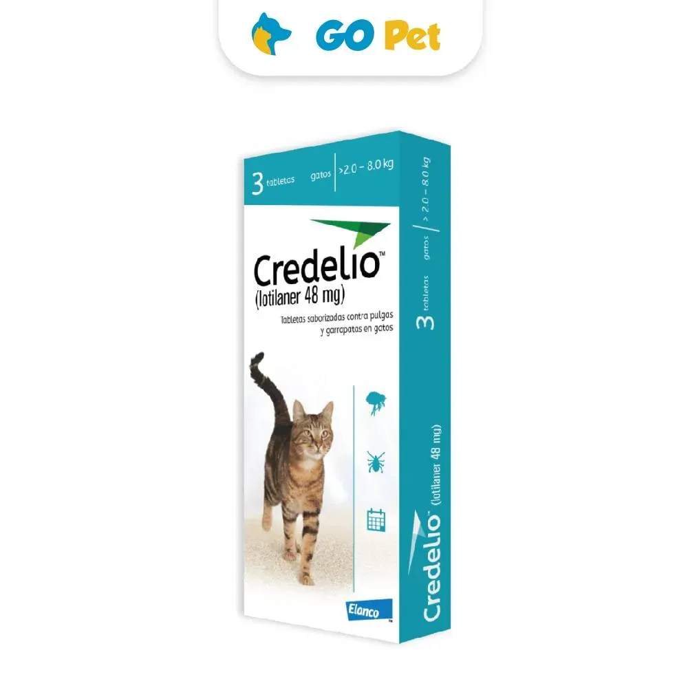 Credelio Gato 48 Mg 2-8Kg x 3 Tabletas - Antipulgas para Gatos Mas GRATIS Varita para gatos