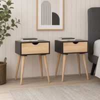 COMBO 2 Veladores Vintage Luna 1 Cajón Ventitas Home Negro y Duna