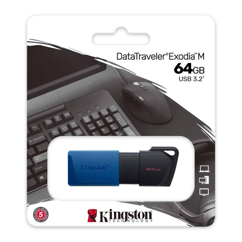 Memoria USB Kingston DataTraveler Exodia M 64GB USB 3.2 DTXM Azul Negro