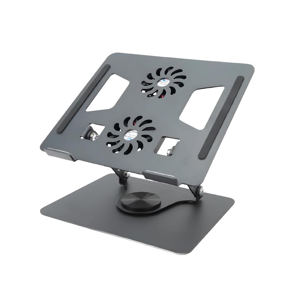 Soporte Metal S&T para Laptop HL906F-S Giratorio 360° con Doble Ventilador 11 a 17 Pulgadas Negro