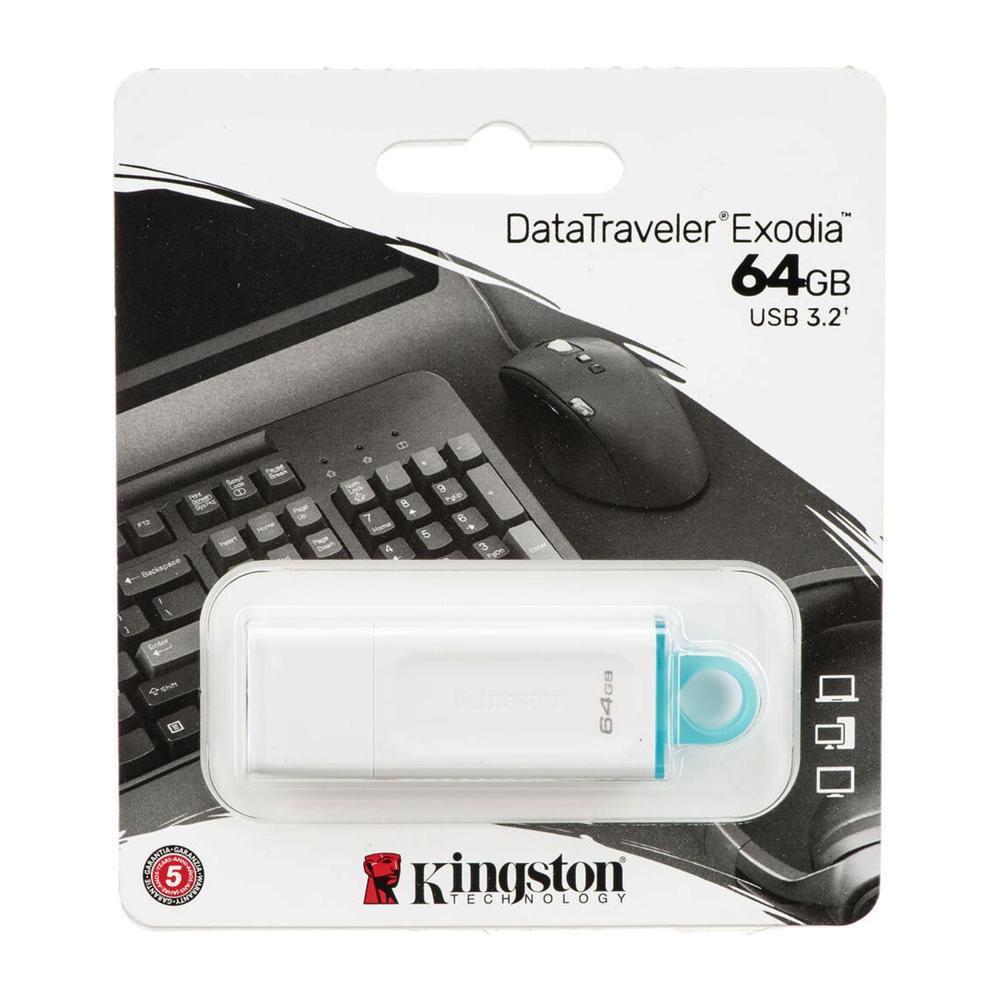 Memoria USB Kingston Exodia 64GB USB 3.2 Gen 1 Alta Velocidad KC-U2G64-5R Blanco