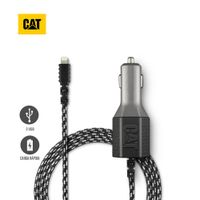 Cargador De Auto CAT 2 Puertos USB + Cable Lightning MFi Resistente 4.8A Negro