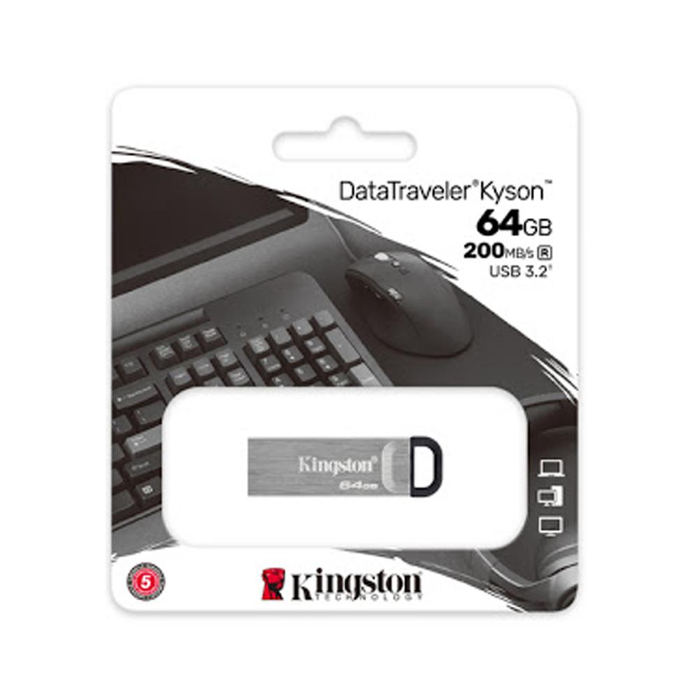 Memoria USB Kingston DataTraveler Kyson 64GB USB 3.2 200MB/s DTKN Gris