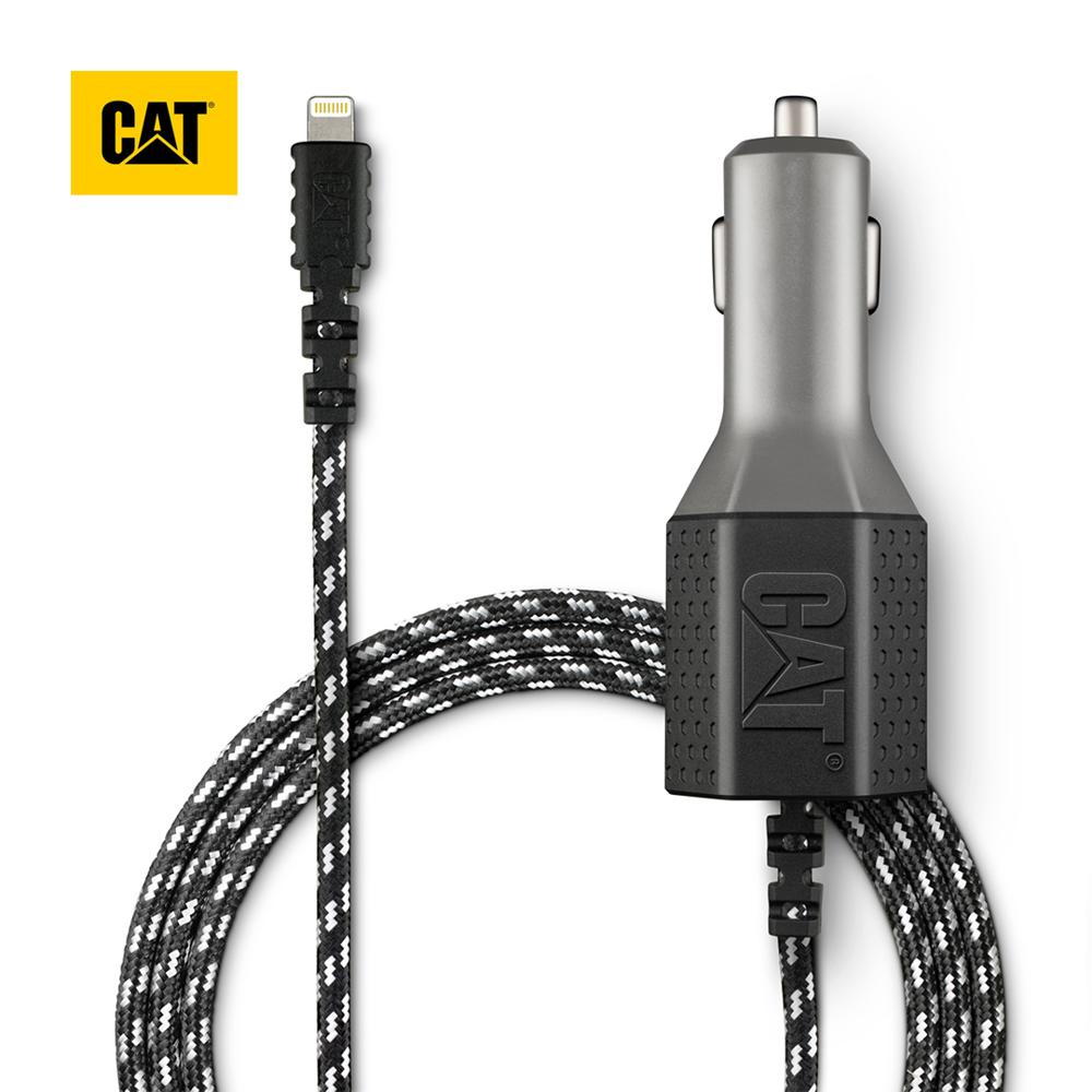 Cargador De Auto CAT USB + Cable Lightning MFi 1.8m Resistente 4.8A Negro