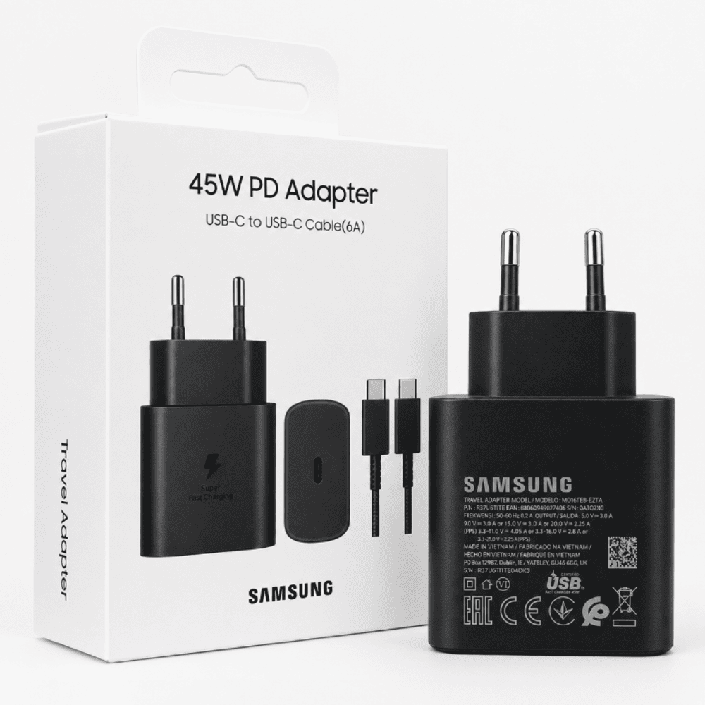 Cargador Samsung 45W Carga Rápida combo Cable Usb C