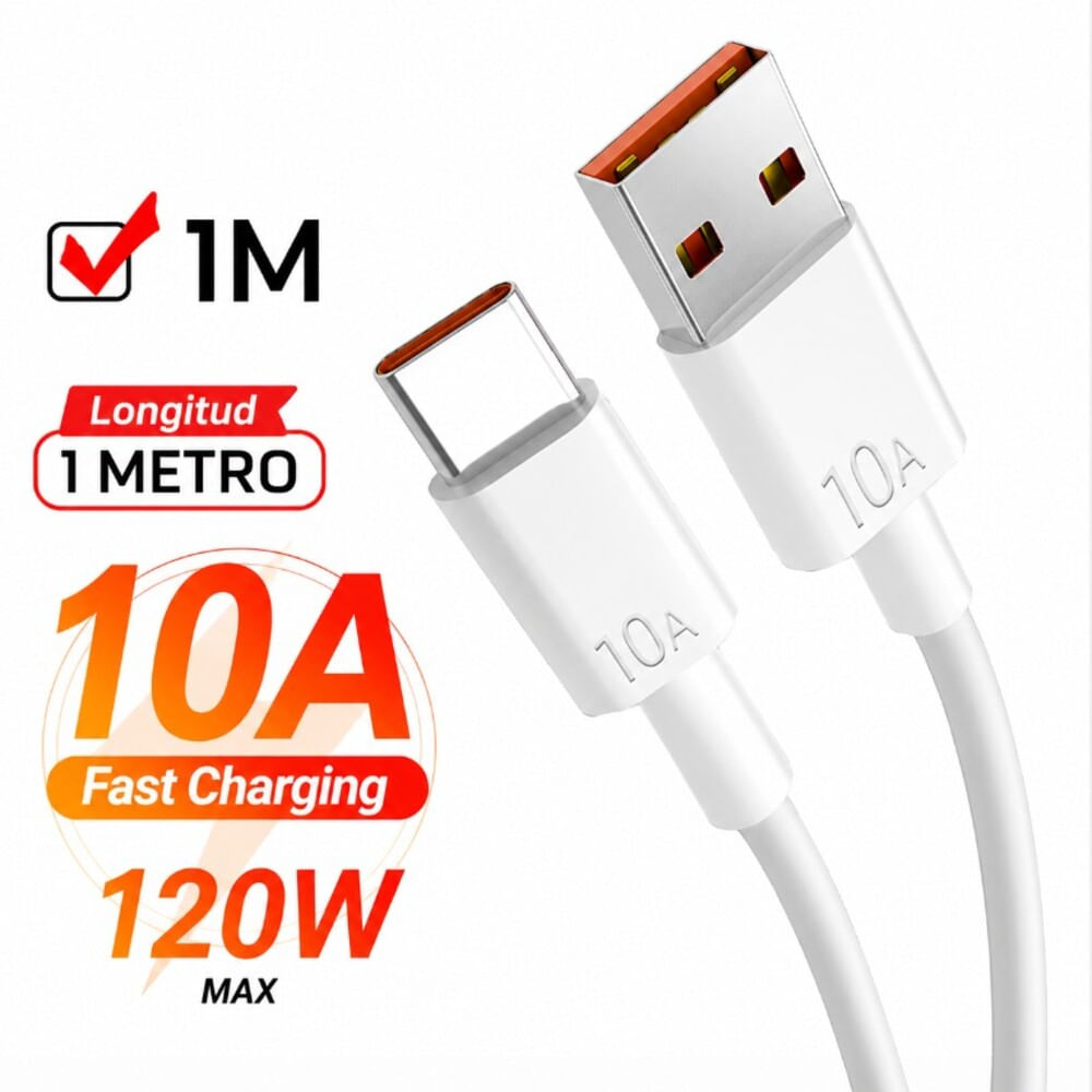 Cable USB Tipo C de 10A 120W 1M Carga Super Rapida