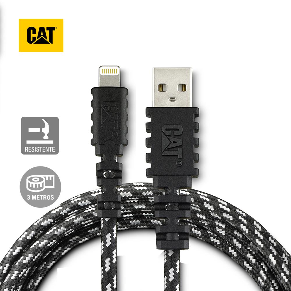 Cable USB Lightning CAT 3m Carga y Datos MFi Resistente para iPhone Negro