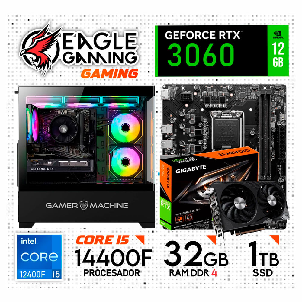 PC GAMER INTEL CORE I5 14400F 32GB DDR4 1TB  RTX3060 12GB