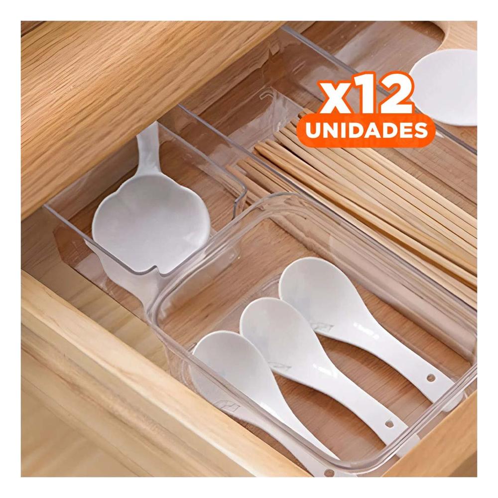 Pack12 Almacenador Transparente Acrilico Rectangular para Es
