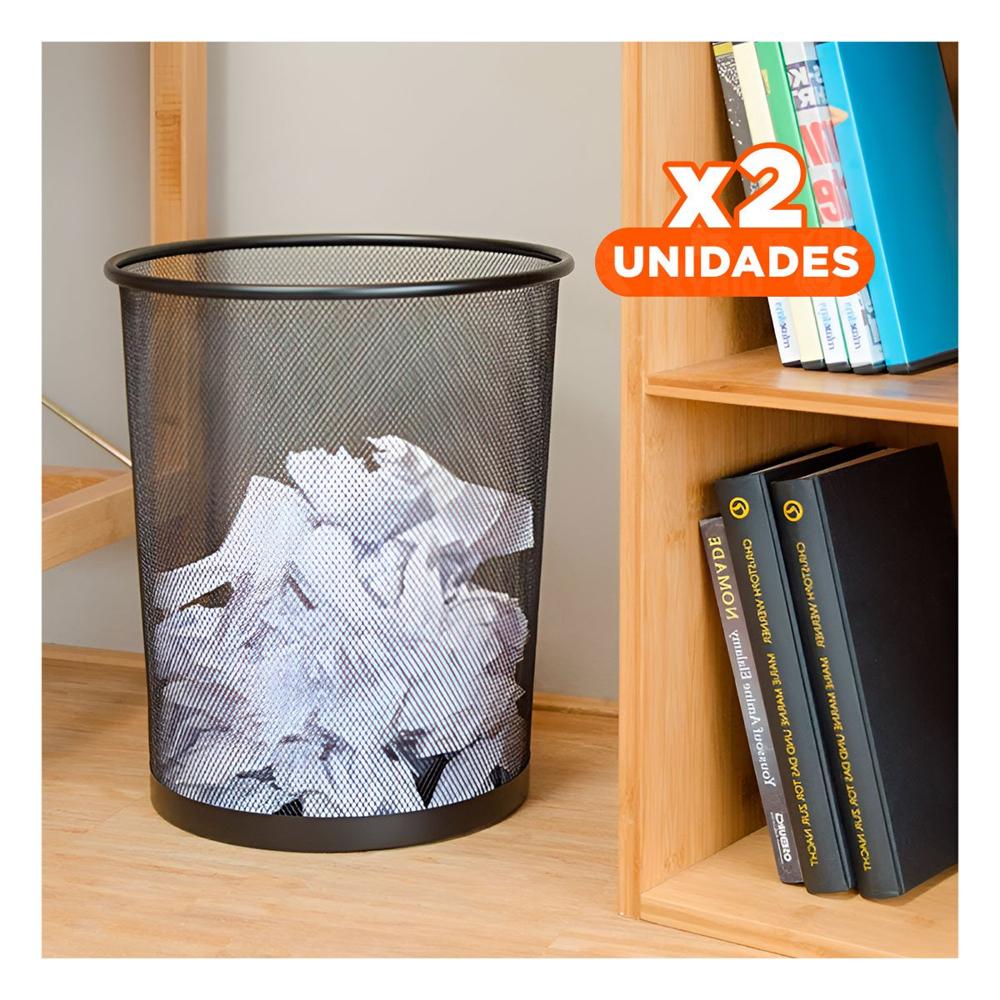 Pack2 Cubo para Basura Circular Negro Facil de Limpiar y Durable