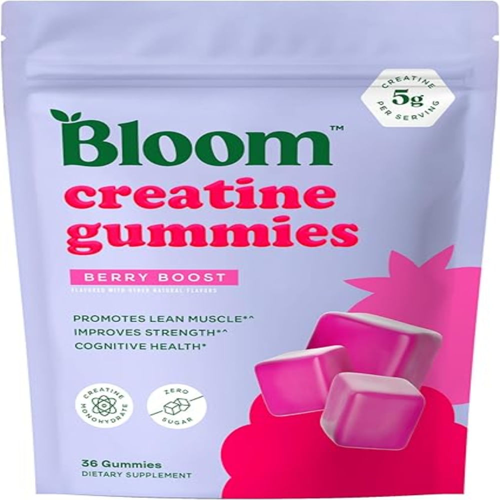 Bloom Gomitas de monohidrato de creatina 0.18 onzas por porción gomitas de creatina sin azúcar