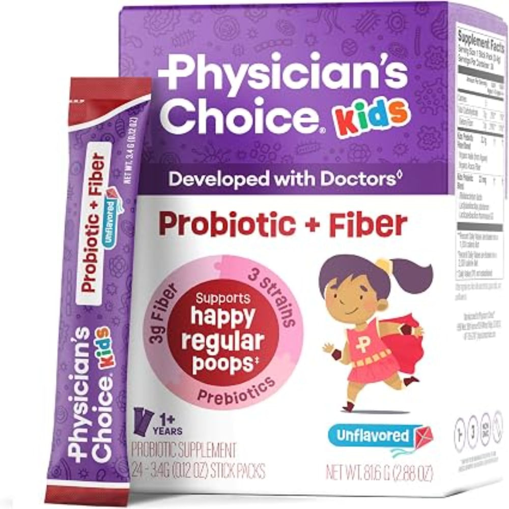Physicians Choice Paquetes de probióticos con fibra prebiótica para niños mayores de 1 año