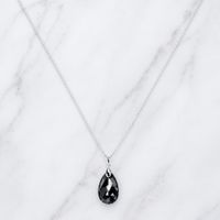 Collar de Plata Diseño Gota de Cristal Negra Regalo Elegante para Mujer