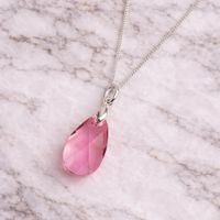 Collar de Plata 925 para Mujer con Dije Diseño Gota Color Rosa Detalle Elegante para Regalar