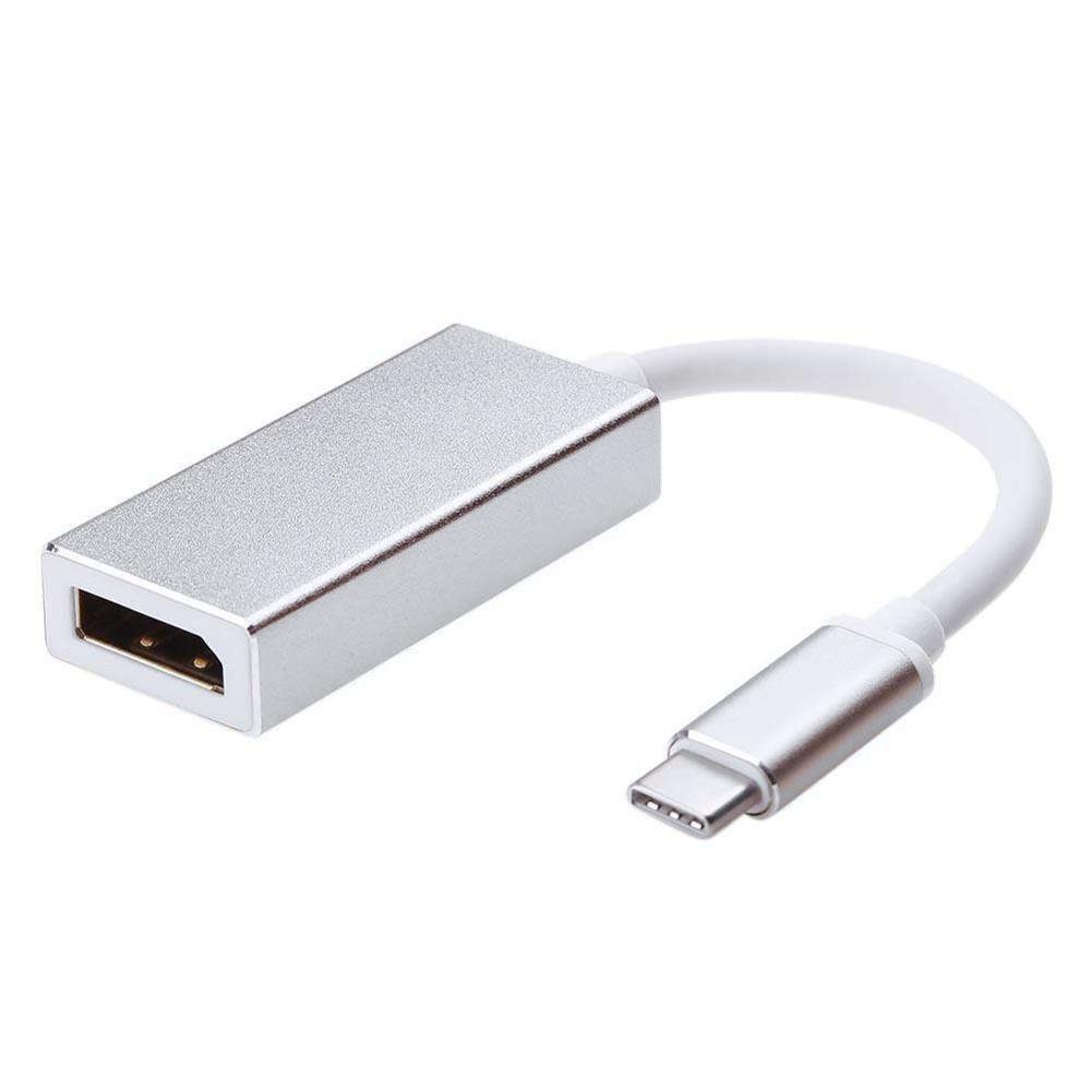 Adaptador Convertidor USB C Tipo C a Displayport Tipo C a DP Plata