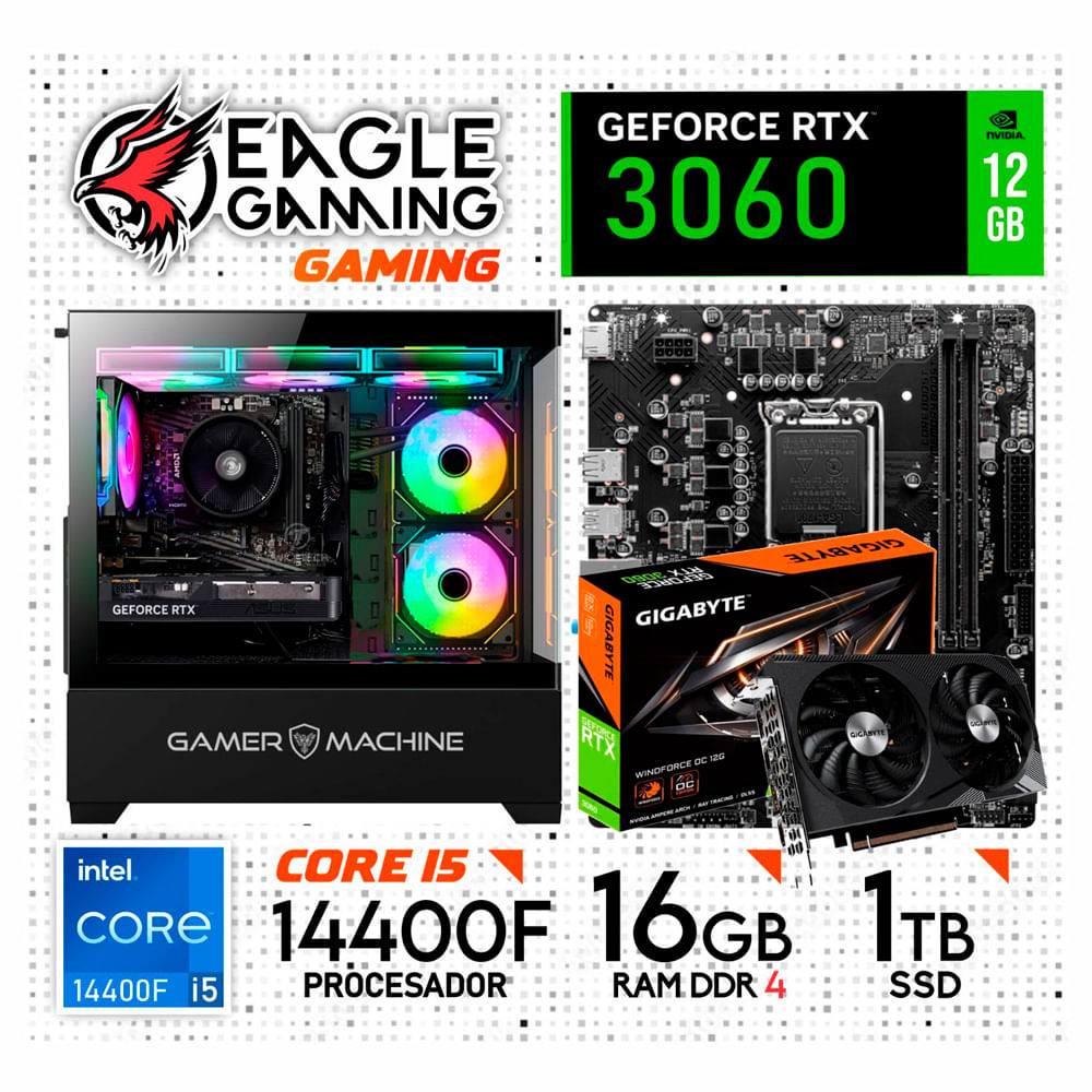 PC GAMER INTEL CORE I5 14400F 16GB DDR4 1TB  RTX3060 12GB