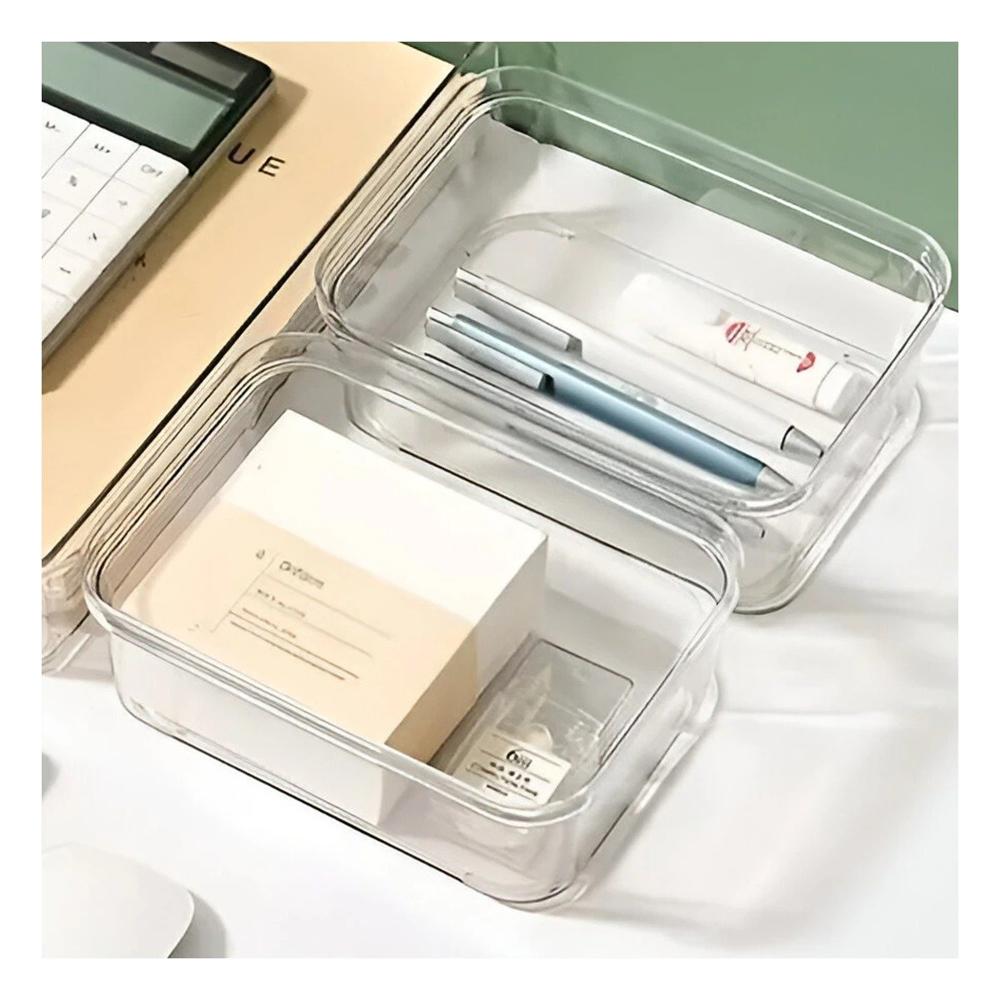 Contenedor Acrilico Transparente Rectangular para Escritorio