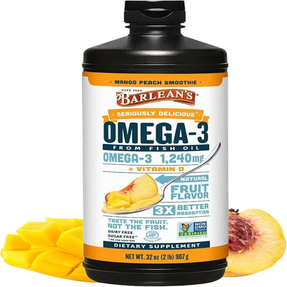 Emulsion de Omega-3 Barlean's Omega 3 con vitamina D 1240mg 32 onzas