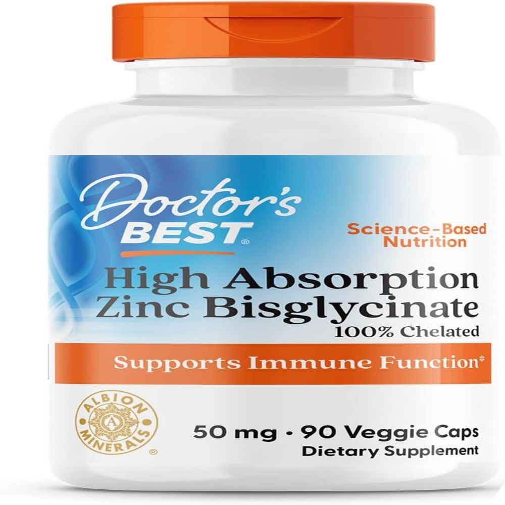 Doctor's Best Bisglicinato de zinc de alta absorcion 50 mg de alta potencia