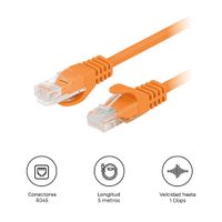 Cable Patch Cord Seisa Cat 6E UTP 5M RJ45 Cobre 24AWG XJL-5M Alta Velocidad Amarillo