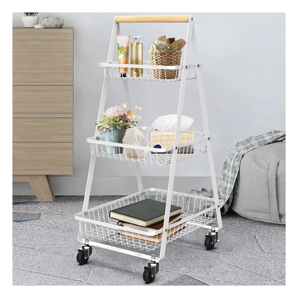 Estante de Uso Domestico Triangular con 3 Niveles Ruedas Bla