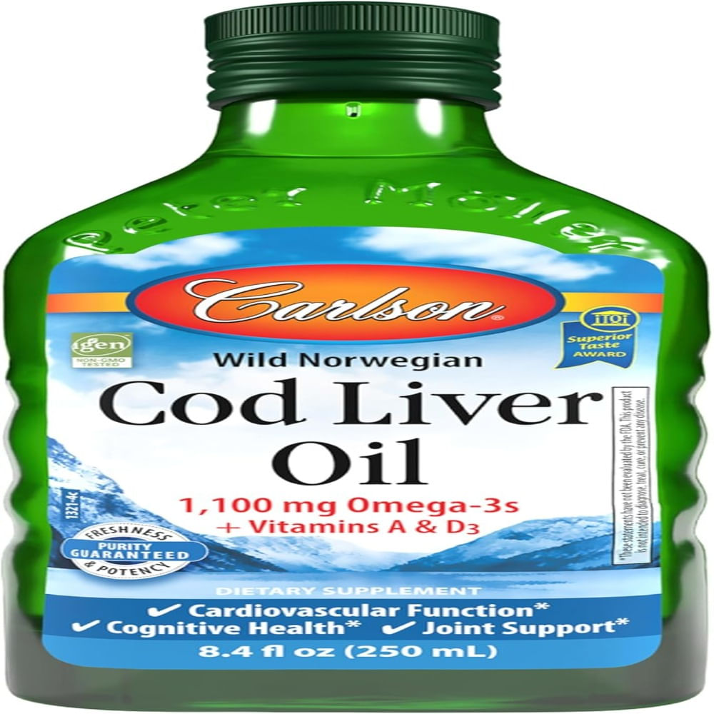 Carlson Aceite de hígado de bacalao 1100 mg Omega3 más vitaminas A y D3