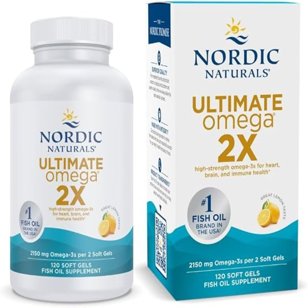 Nordic Naturals Ultimate Omega 2X sabor a limón 2 150 mg de omega3 aceite de pescado 120 und