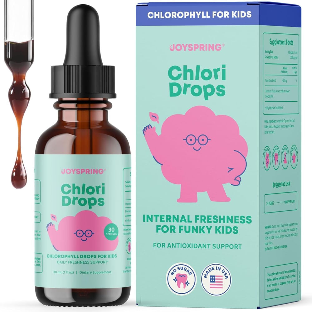 JoySpring Chlori Drops Clorofila Líquida para Niños con Soporte Antioxidante y Bienestar Diario