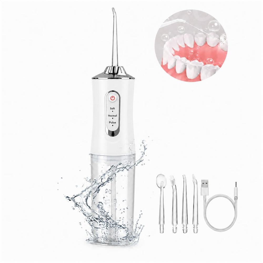 Irrigador Oral Bucal Para Limpieza Dental Portátil Inalámbrico 4 en 1 Blanco