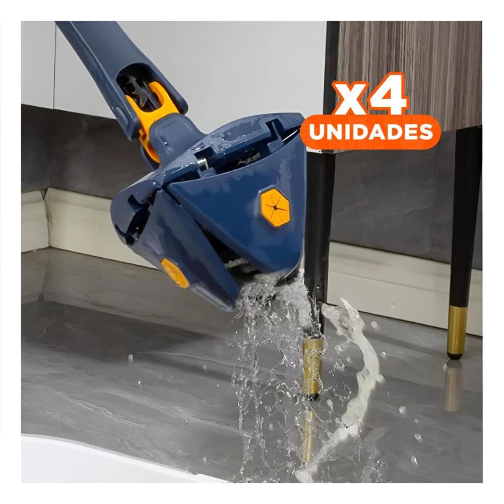 Pack4 Limpiapisos 360 con Autoexprimidor Azul para Piso y Limpieza Rápida Y Papel Regalo