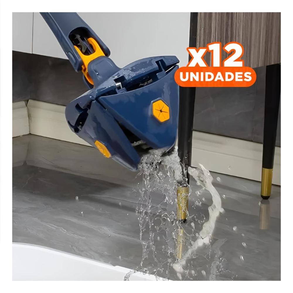Pack12 Fregadora 360 Giratoria con Sistema de Autoexprimido Azul para Casa Y Papel Regalo