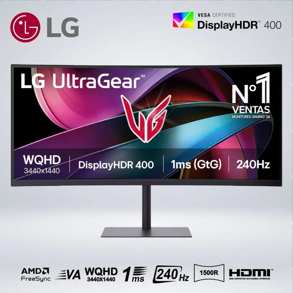 MONITOR GAMER CURVO ULTRAGEAR G6 QHD 34'' VA 240hz 1ms HDR400 AMD SPEAKER