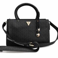 CARTERA MINI CROSSBODY GUESS MONOGRAFIADA NEGRO CON ADORNO CORAZON