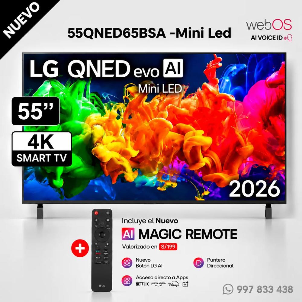 TELEVISOR LG SMART TV 55 MINILED QNED UHD 4K 55QNED65BSA