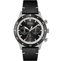 RELOJ HUGO BOSS SANTIAGO  CORREA DE CUERO NEGRO CRONOGRAFO