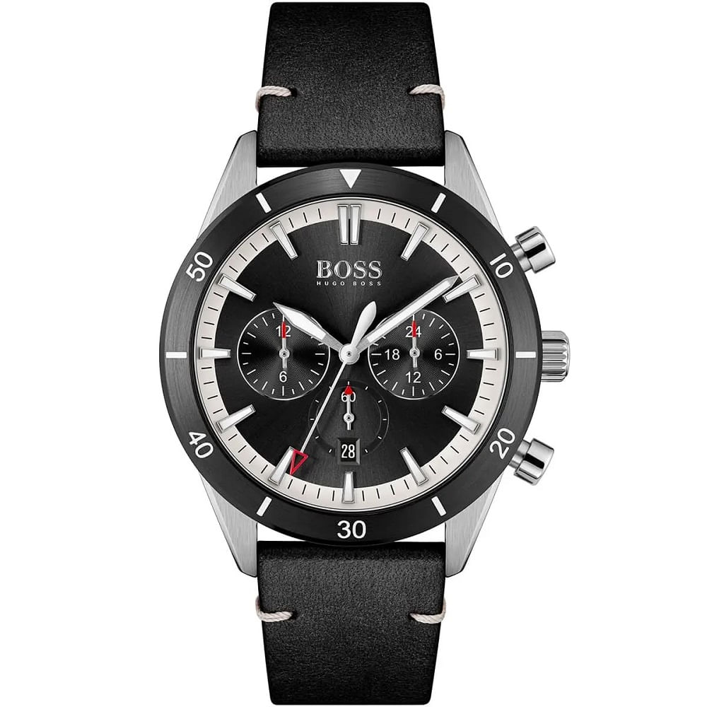 RELOJ HUGO BOSS SANTIAGO CORREA DE CUERO NEGRO CRONOGRAFO