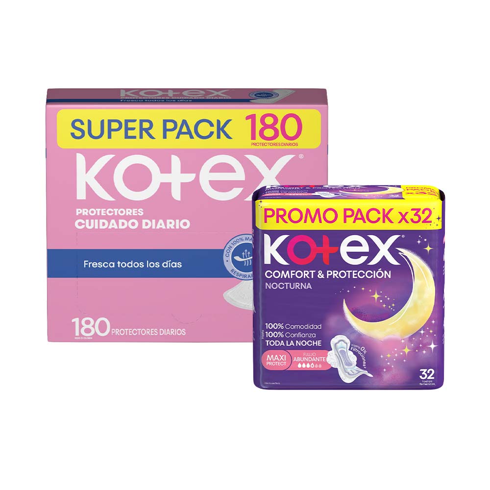 Pack Protector Diario KOTEX Normal Caja 180un x 2un