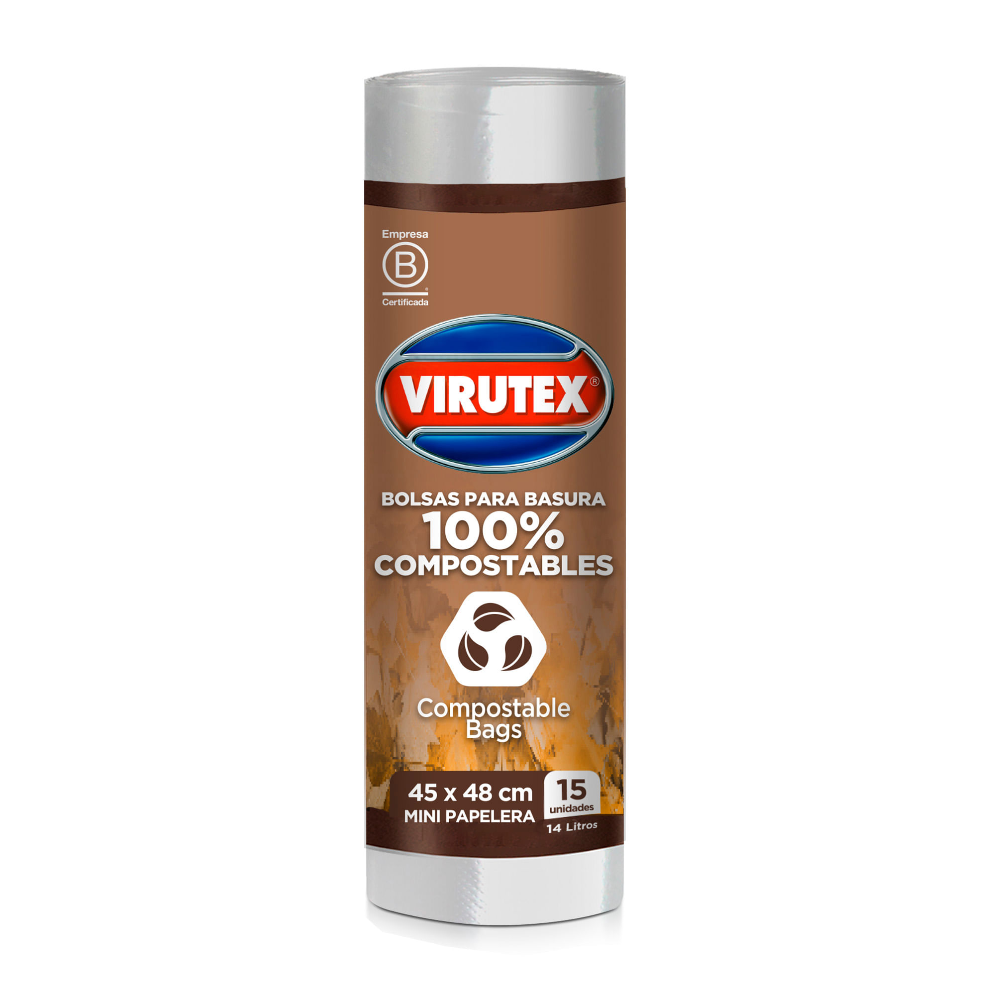 Bolsa para Basura 14L x15un VIRUTEX Compostable
