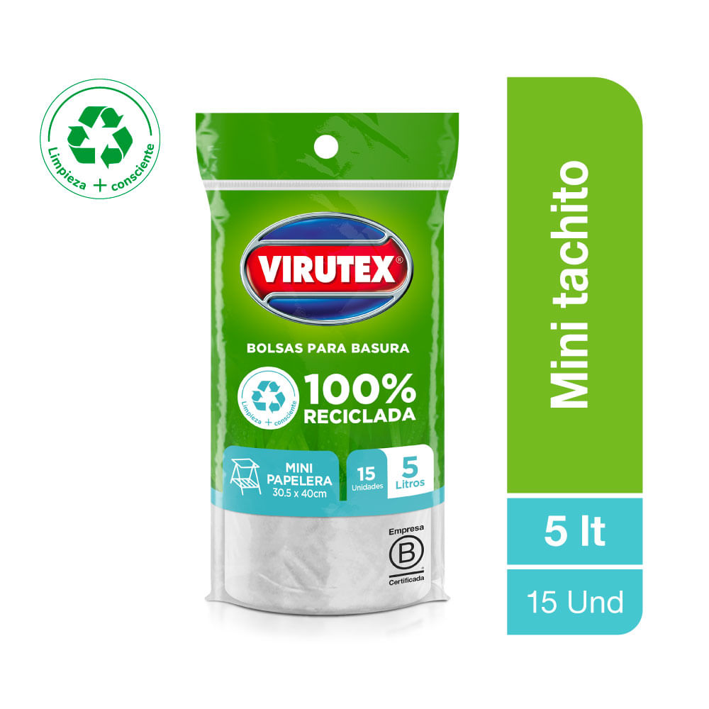 Bolsa para Basura 5L x15un VIRUTEX Color Blanco