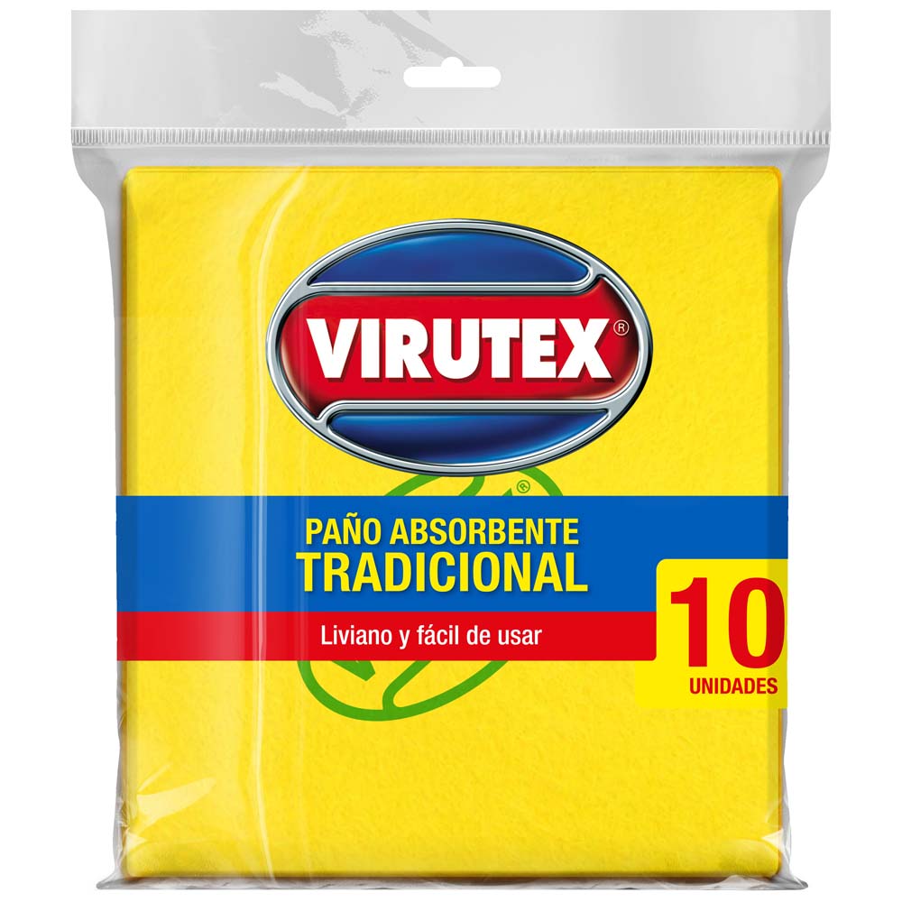 Paño Absorbente Tradicional Amarillo Virutex 10 Unidades