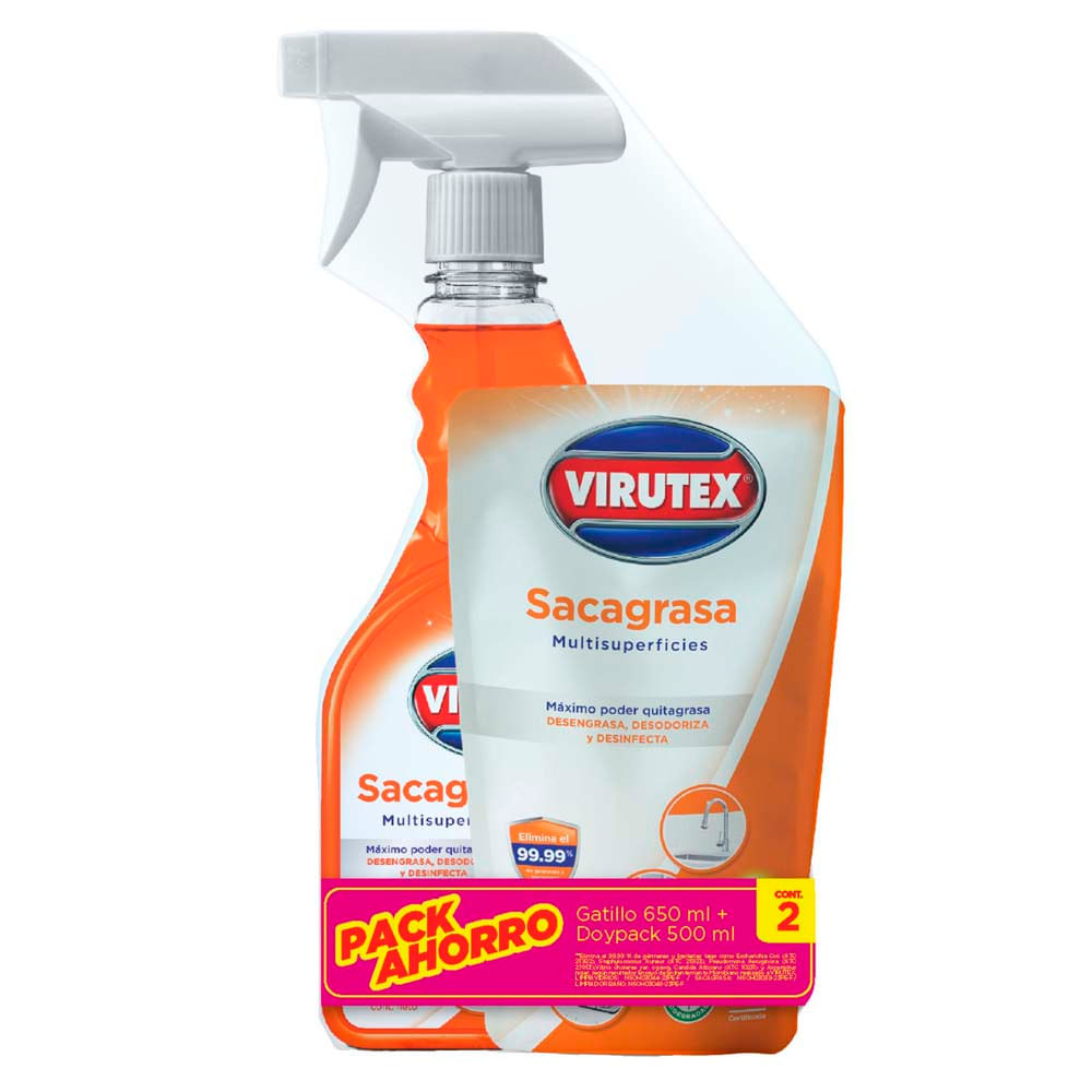 Sacagrasa Multisuperficies VIRUTEX Doypack 500ml + Gatillo 650ml