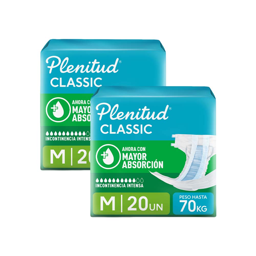 Pack Pañal para Adulto PLENITUD Classic Talla M Paquete 40un