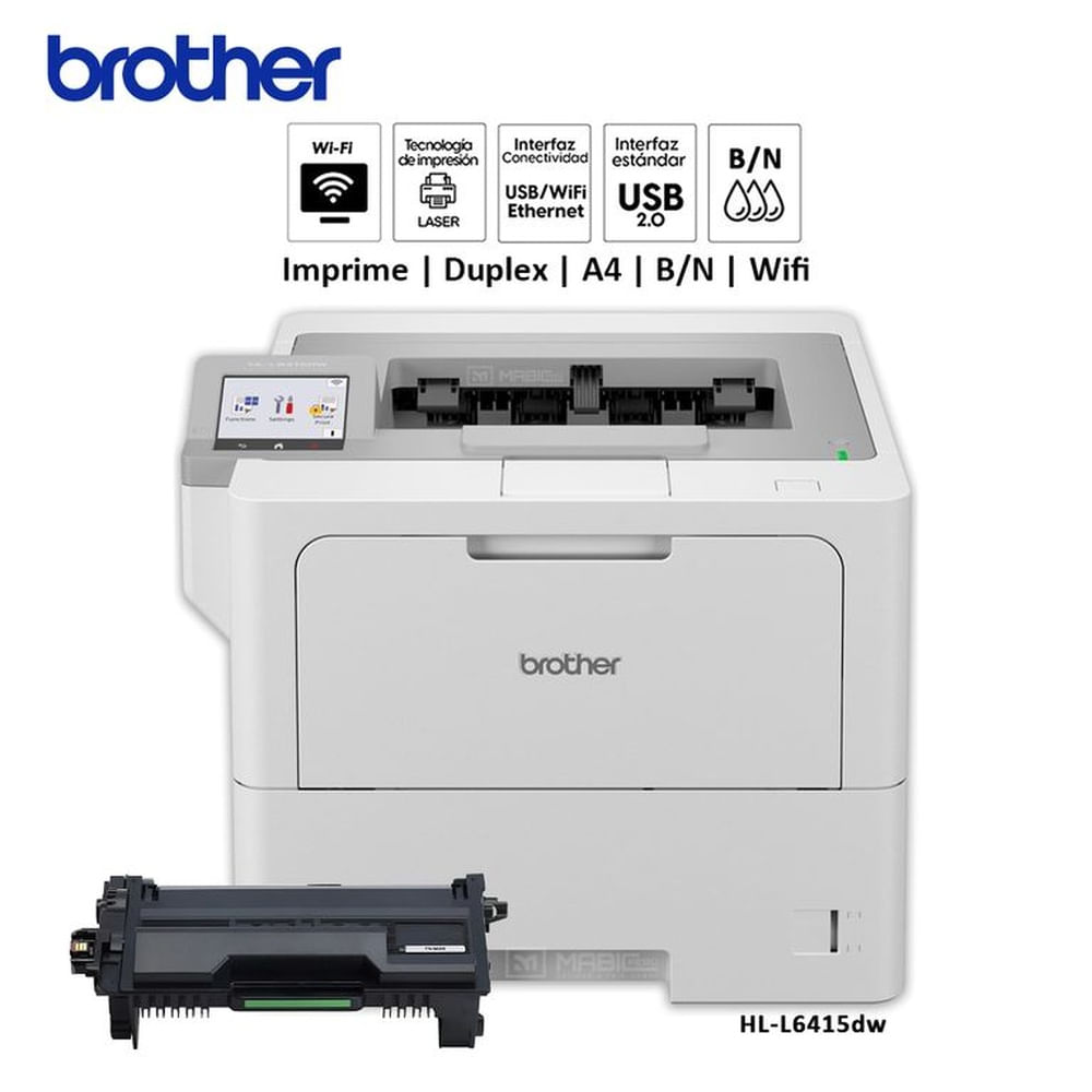 Impresora Láser Monocromática Brother HL-L6415dw Duplex Wifi USB