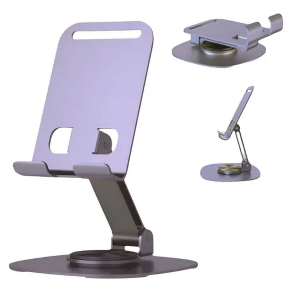 SOPORTE METÁLICO PARA CELULAR AJUSTABLE Y PLEGABLE 360°