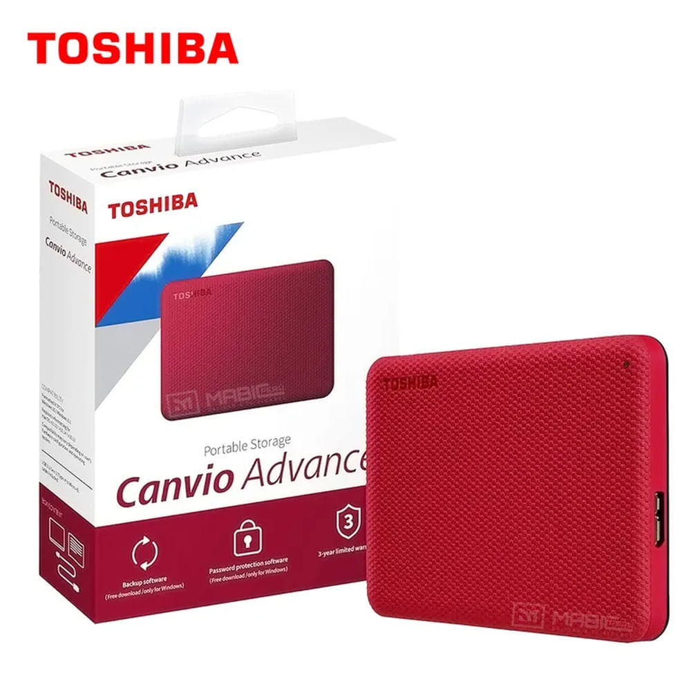 Disco Duro Externo Toshiba Canvio Advance 1TB - Rojo - Portátil