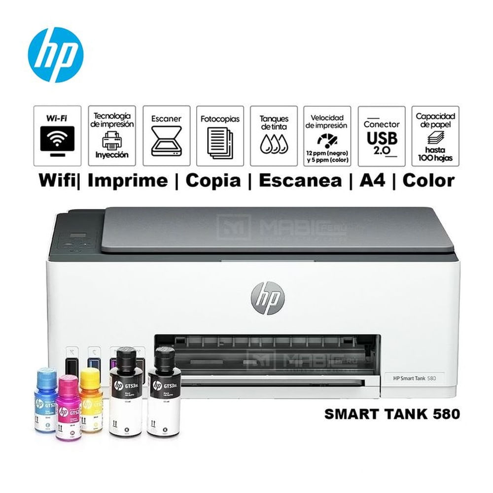 Impresora Multifuncional Hp Smart Tank 580 WIFI USB
