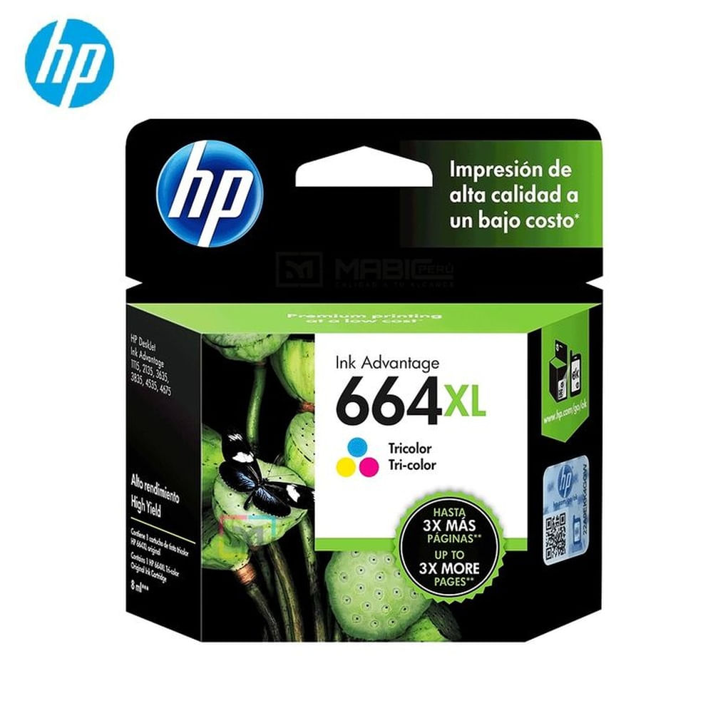 Cartucho de Tinta HP 664XL Tricolor F6V30AL DeskJet 1115, 2135, 4535, 4675 Original