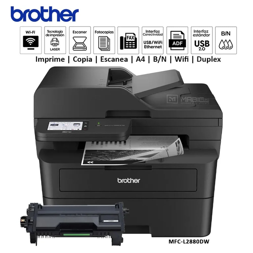 Impresora Multifuncional Laser BN Brother MFC-L2880DW Duplex WIFI ADF