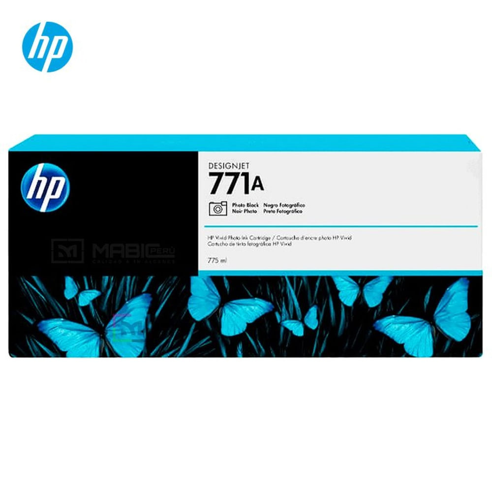 Cartucho de Tinta HP 771A Negro Fotográfico B6Y21A Designjet Z6810, Z6200 Original - 775ml